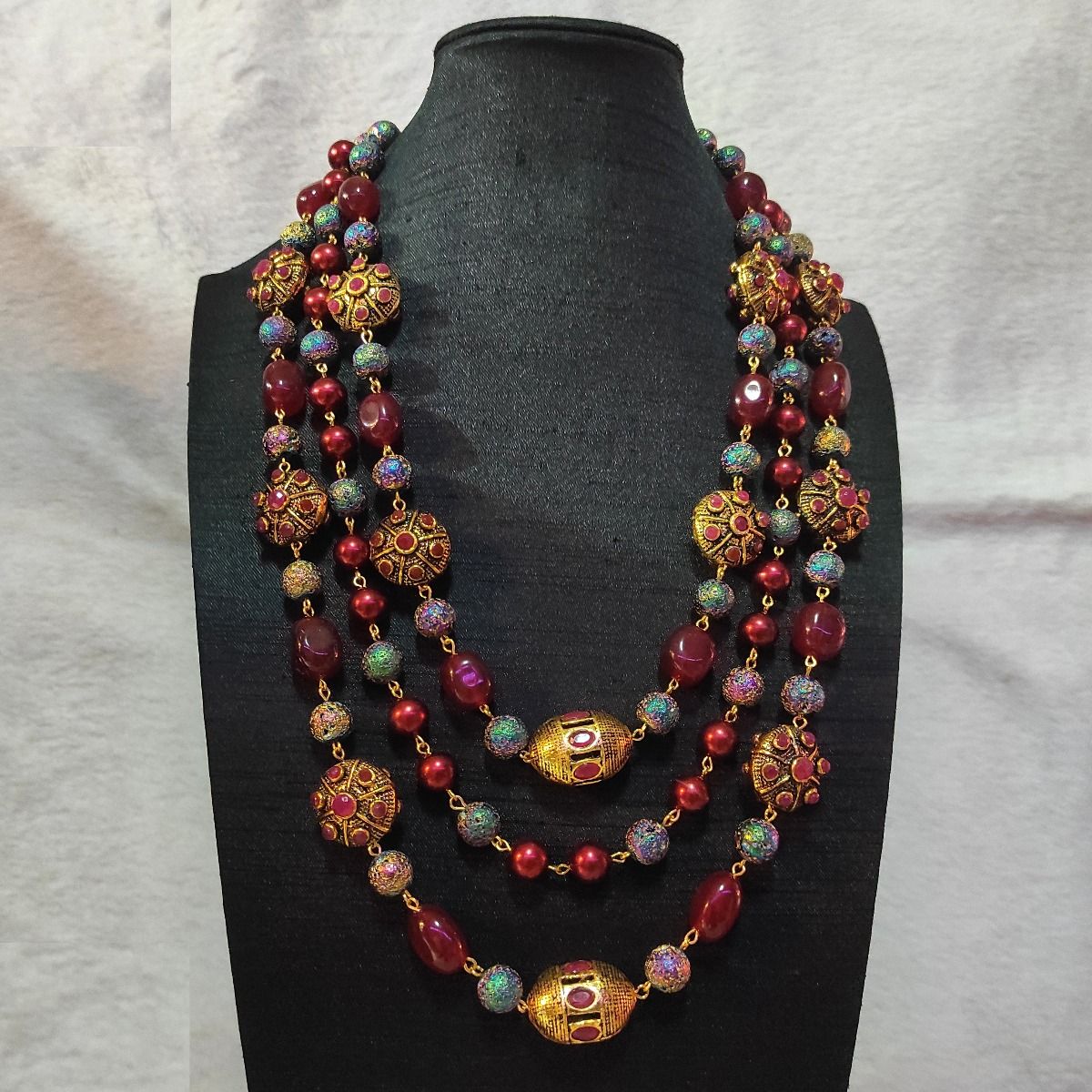 High Quality Joypuri Beads, Multicolor Pearl & Stone Necklace